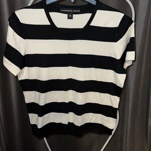 Josephine chause sweater black white striped silk/nylon L